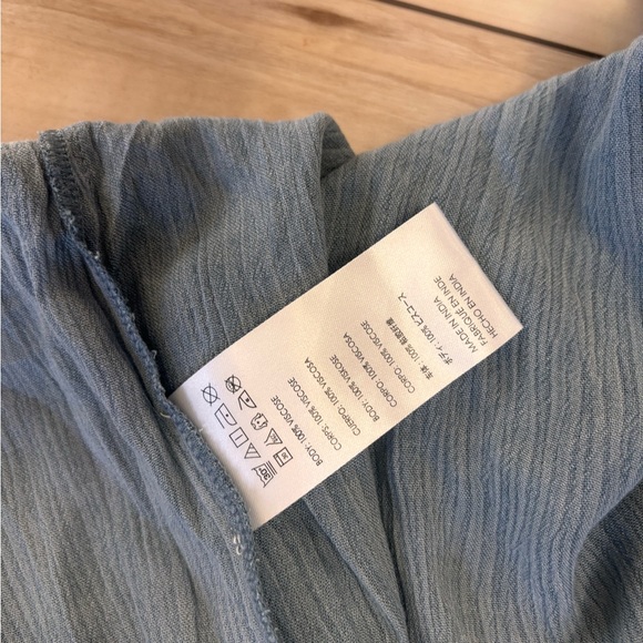 Free People Light Blue Crinkled Tie-Front Kimono Top - Picture 3 of 4